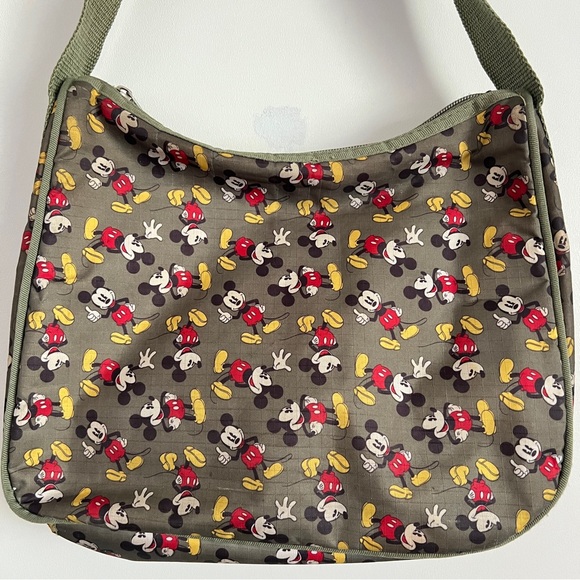 Disney Mickey Mouse Olive Green Nylon Shoulder Bag - Picture 3 of 11